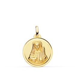 18K Medalla Oro Amarillo Santa Lucia Bisel 18 Mm