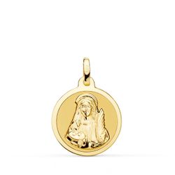 18K Medalla Oro Amarillo Santa Lucia Brillo 18 Mm