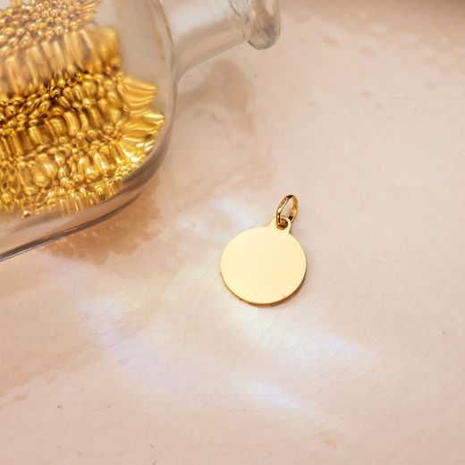 18K Medalla Oro Amarillo Santa Rita Bisel 14 Mm