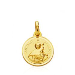 18K Medalla Oro Amarillo Santiago Apostol Bisel 18 Mm