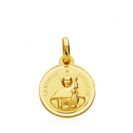 18K Medalla Oro Amarillo Santiago Apostol Bisel 18 Mm