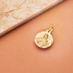 18K Medalla Oro Amarillo Tallada Virgen Del Carmen 18 Mm