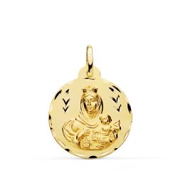 18K Medalla Oro Amarillo Tallada Virgen Del Carmen Oro Amarillo 22 Mm