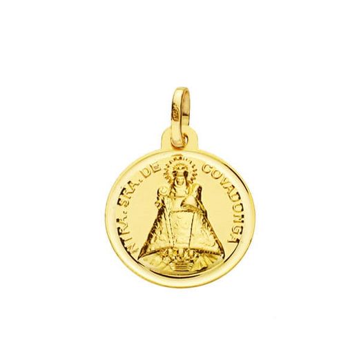 18K Medalla Oro Amarillo Virgen De Covadonga 16 Mm
