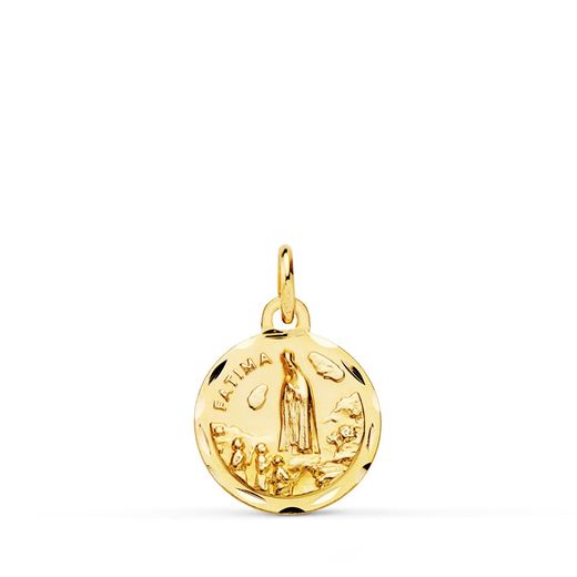 18K Medalla Oro Amarillo Virgen De Fatima 12 Mm