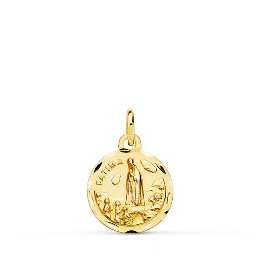 18K Medalla Oro Amarillo Virgen De Fatima 14 Mm