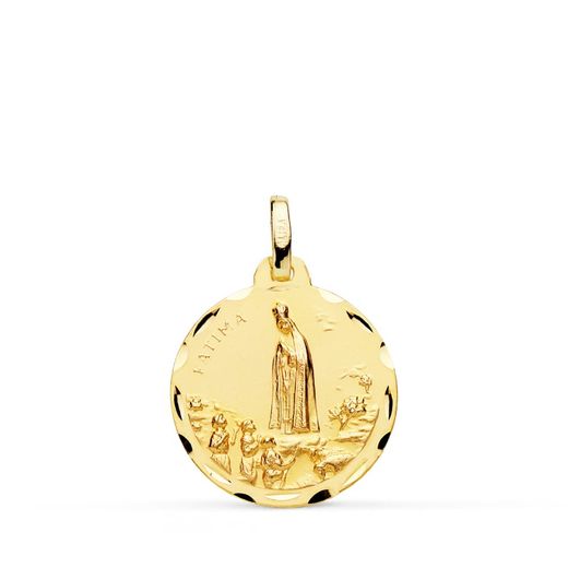 18K Medalla Oro Amarillo Virgen De Fatima 18 Mm
