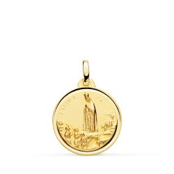 18K Medalla Oro Amarillo Virgen De Fatima Bisel 18 Mm