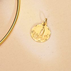 18K Medalla Oro Amarillo Virgen De Fatima Tallada 22 Mm