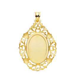 18K Medalla Oro Amarillo Virgen De Guadalupe Cerco 36X26 Mm
