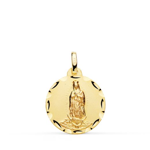 18K Medalla Oro Amarillo Virgen De Guadalupe Tallada 18 Mm