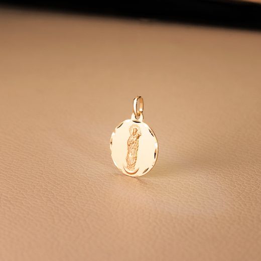 18K Medalla Oro Amarillo Virgen De La Almudena Tallada 18 Mm