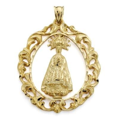 18K Medalla Oro Amarillo Virgen De La Asuncion 43X35 Mm
