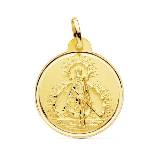 18K Medalla Oro Amarillo Virgen De La Cabeza 22 Mm