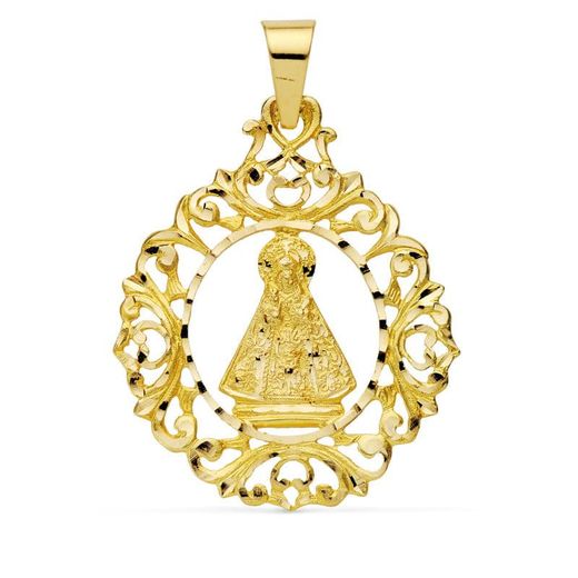 18K Medalla Oro Amarillo Virgen De La Cabeza 43X36 Mm