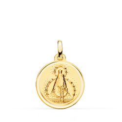 18K Medalla Oro Amarillo Virgen De La Cabeza Bisel 18 Mm