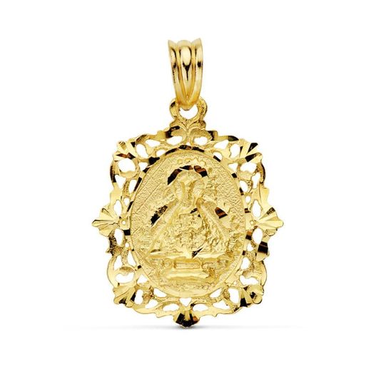 18K Medalla Oro Amarillo Virgen De La Cabeza Cerco 26X20 Mm
