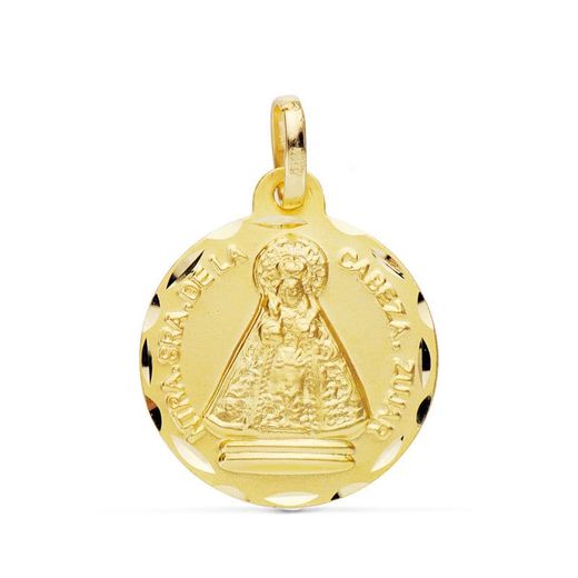 18K Medalla Oro Amarillo Virgen De La Cabeza De Zujar 18 Mm