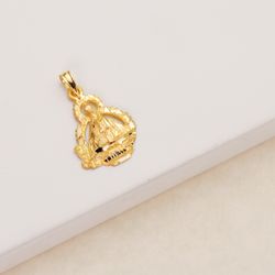 18K Medalla Oro Amarillo Virgen De La Cabeza Escudo 22X15 Mm