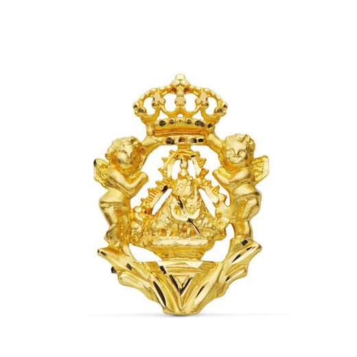 18K Medalla Oro Amarillo Virgen De La Cabeza Escudo 27X20 Mm