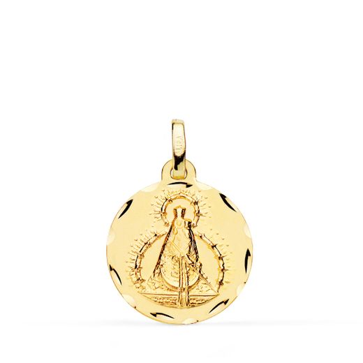 18K Medalla Oro Amarillo Virgen De La Cabeza Tallada 18 Mm