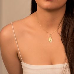 18K Medalla Oro Amarillo Virgen De La Milagrosa Cerco 23X16 Mm 1.15Gr