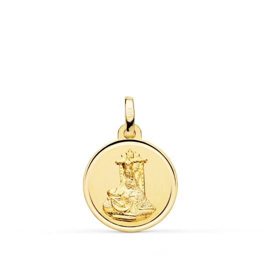 18K Medalla Oro Amarillo Virgen De Las Angustias Bisel 16 Mm