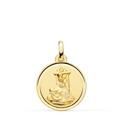 18K Medalla Oro Amarillo Virgen De Las Angustias Bisel 18 Mm