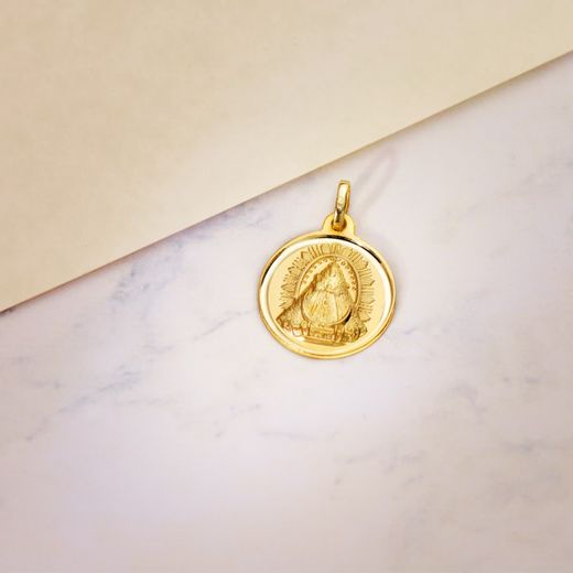 18K Medalla Oro Amarillo Virgen De Las Nieves Bisel 18 Mm