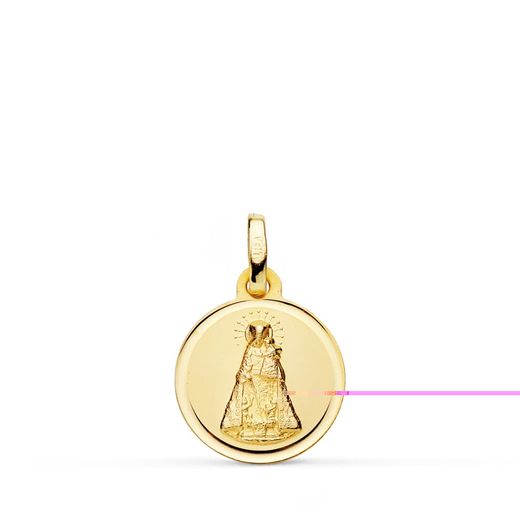 18K Medalla Oro Amarillo Virgen De Los Desamparados 14 Mm Bisel