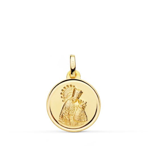 18K Medalla Oro Amarillo Virgen De Los Desamparados Bisel 16 Mm