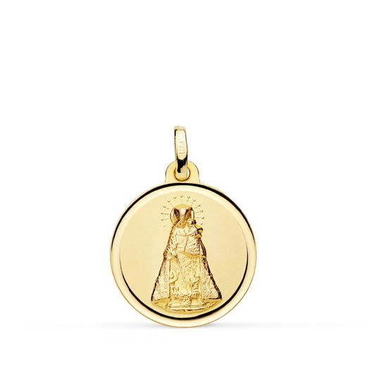 18K Medalla Oro Amarillo Virgen De Los Desamparados Bisel 18 Mm