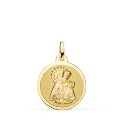 18K Medalla Oro Amarillo Virgen De Los Desamparados Mate Y Brillo 18 Mm