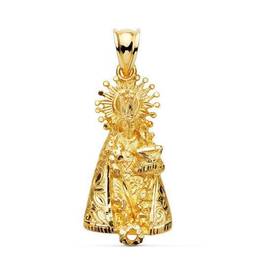 18K Medalla Oro Amarillo Virgen De Los Desamparados Silueta. 31X15 Mm