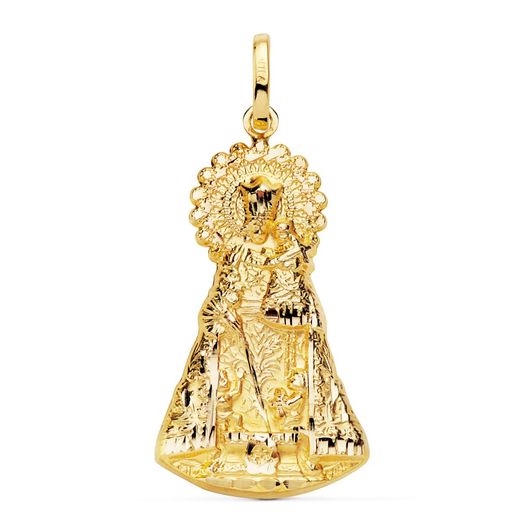 18K Medalla Oro Amarillo Virgen De Los Desamparados Silueta 33X18 Mm