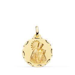 18K Medalla Oro Amarillo Virgen De Los Desamparados Talla Clasica 18 Mm