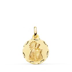 18K Medalla Oro Amarillo Virgen De Los Desamparados Tallada 16 Mm