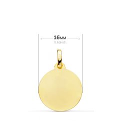 18K Medalla Oro Amarillo Virgen De Lourdes 16 Mm