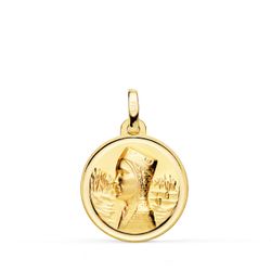 18K Medalla Oro Amarillo Virgen De Montserrat Bisel 18 Mm