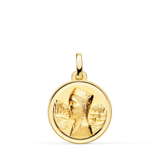18K Medalla Oro Amarillo Virgen De Montserrat Bisel 18 Mm