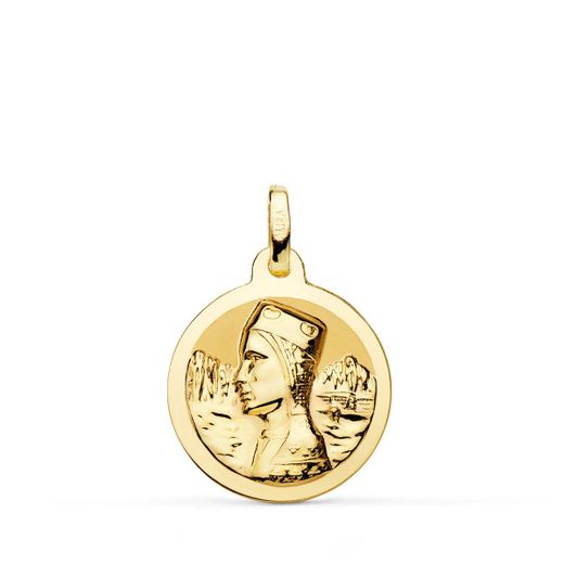 18K Medalla Oro Amarillo Virgen De Montserrat Brillo 18 Mm