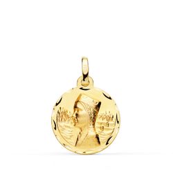 18K Medalla Oro Amarillo Virgen De Montserrat Tallada 18 Mm