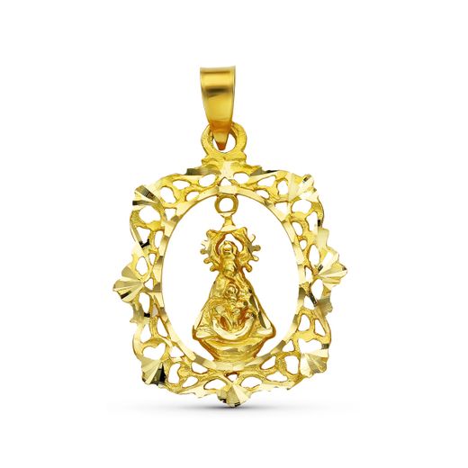 18K Medalla Oro Amarillo Virgen De Tiscar Cerco 25X20 Mm