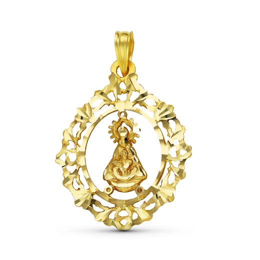 18K Medalla Oro Amarillo Virgen De Tiscar Cerco 28X22 Mm