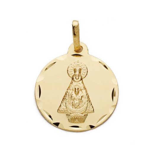 18K Medalla Oro Amarillo Virgen De Tiscar Tallada 22 Mm