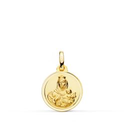 18K Medalla Oro Amarillo Virgen Del Carmen Bisel 14 Mm