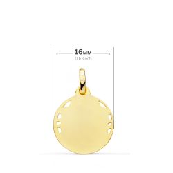 18K Medalla Oro Amarillo Virgen Del Carmen Calada Helice 16 Mm