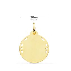 18K Medalla Oro Amarillo Virgen Del Carmen Calada Helice 20 Mm