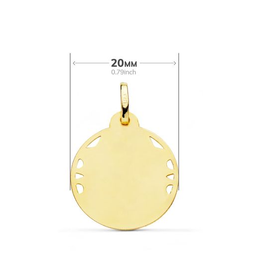 18K Medalla Oro Amarillo Virgen Del Carmen Calada Helice 20 Mm
