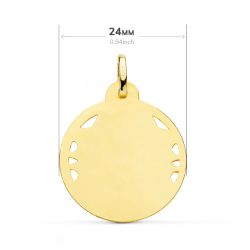 18K Medalla Oro Amarillo Virgen Del Carmen Calada Helice 24 Mm